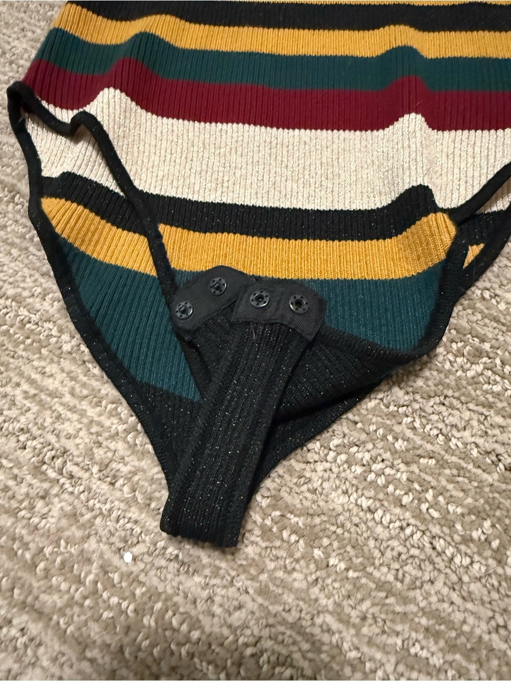 Striped Ribbed Short-Sleeve Bodysuit - Multi Color - Picture 2 of 2
